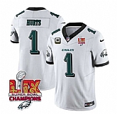 Men & Women & Youth Philadelphia Eagles #1 Jalen Hurts White 2025 Eagles Logo Super Bowl LIX Patch New F.U.S.E. Vapor Untouchable Limited Stitched Jersey Dzhi,baseball caps,new era cap wholesale,wholesale hats